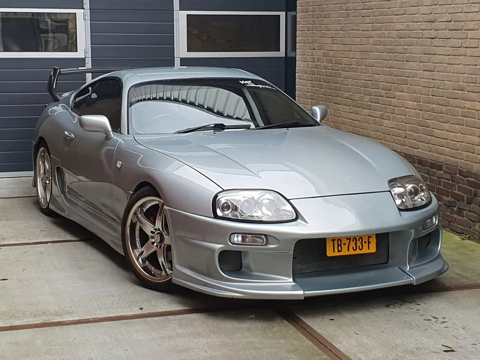 Silver Toyota Supra MK4, front view